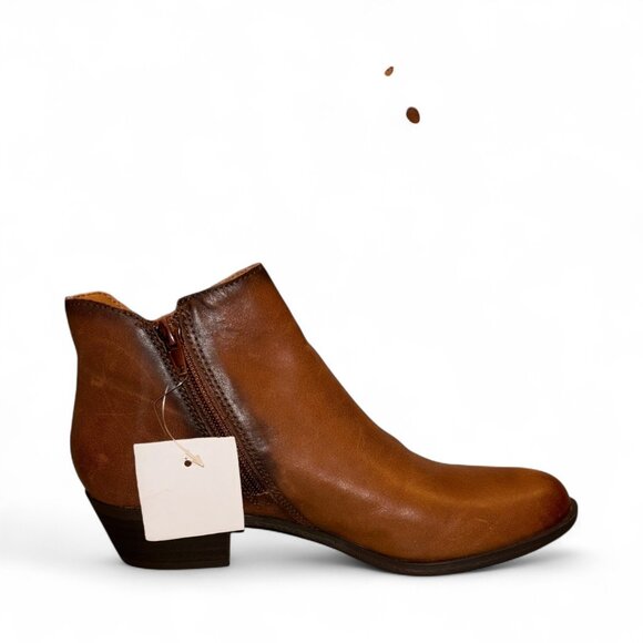 Lucky Brand Leather Basel Ankle Booties Brown Toffee New Size 7M Fall Boots - Picture 2 of 7